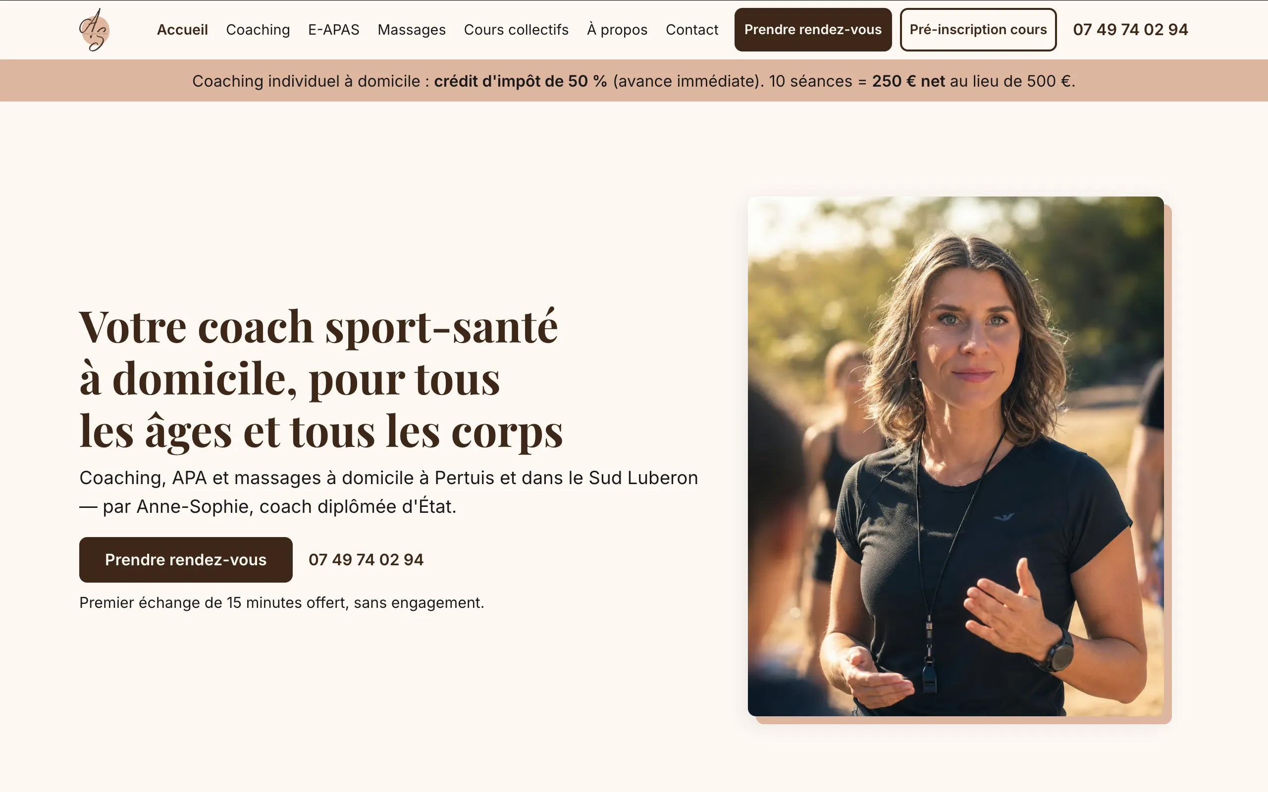 Page d'accueil du site annesoeapas.fr